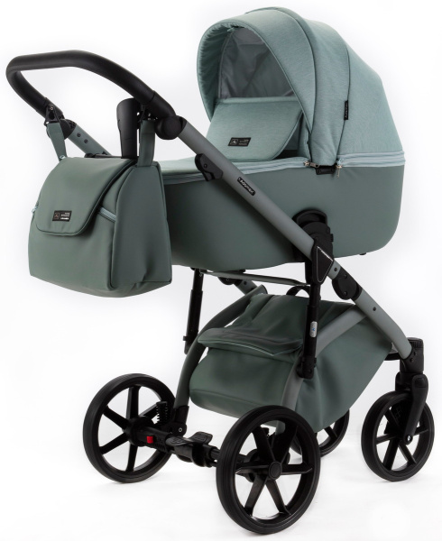 Коляска детская 2 в 1 Adamex Nola Natura (N-8-Mint Мята + мята кожа)