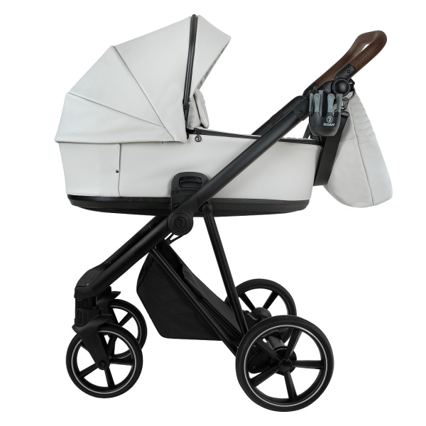 Коляска 2в1 Roan Sol 2.0 Vintage Leather (SL/12/L Island Stone /Black/ руч.Коричневый)