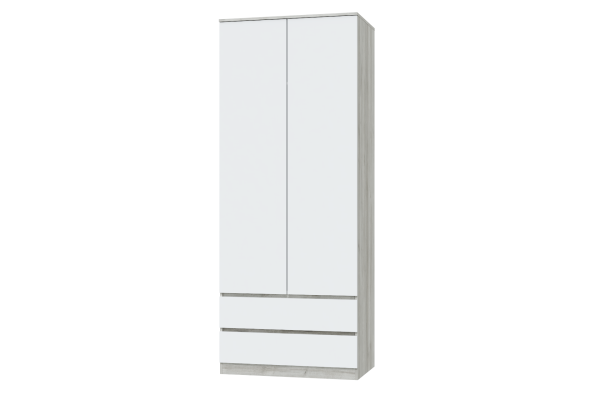 Шкаф для одежды 2-х дверный с ящиками Лори (639-0760-72 Дуб серый/белый)