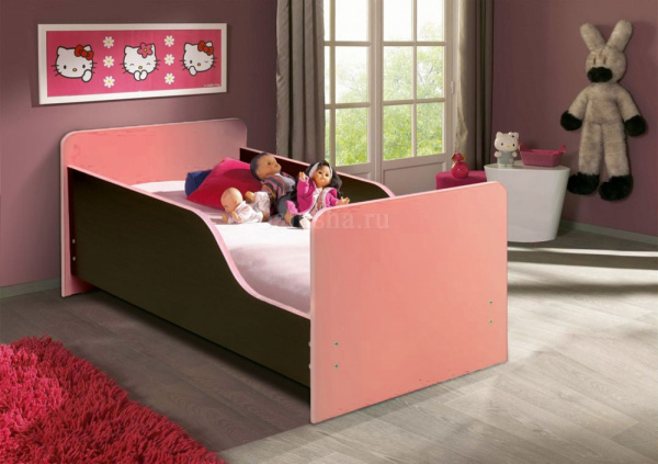 Кровать подростковая Малышка-2 140х60см ЛДСП (Венге/светло-розовый)