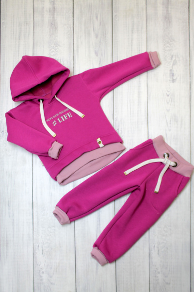 Комплект детский Next -6 с вышивкой 86-92, 98-104 футер (Розовый(Фуксия))