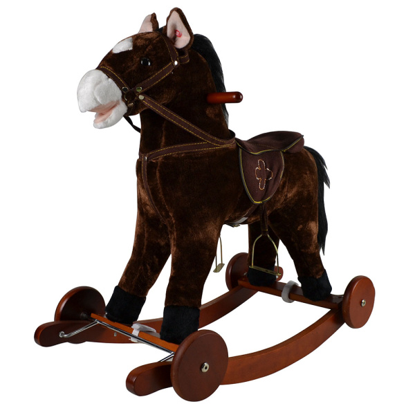 Качалка Лошадка Pituso с колесами мягконабивная (Коричневый)