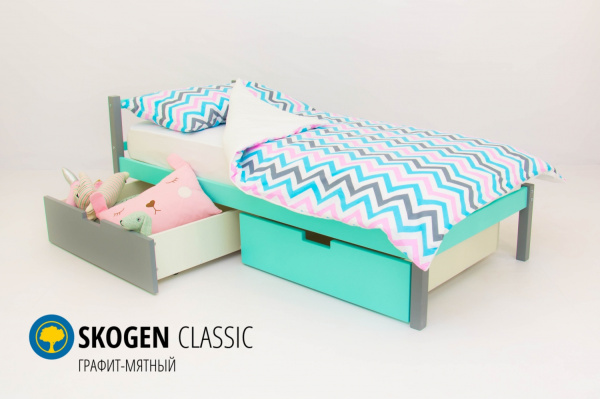 Детская кровать "Skogen classic "160х70  (графит-мятный)