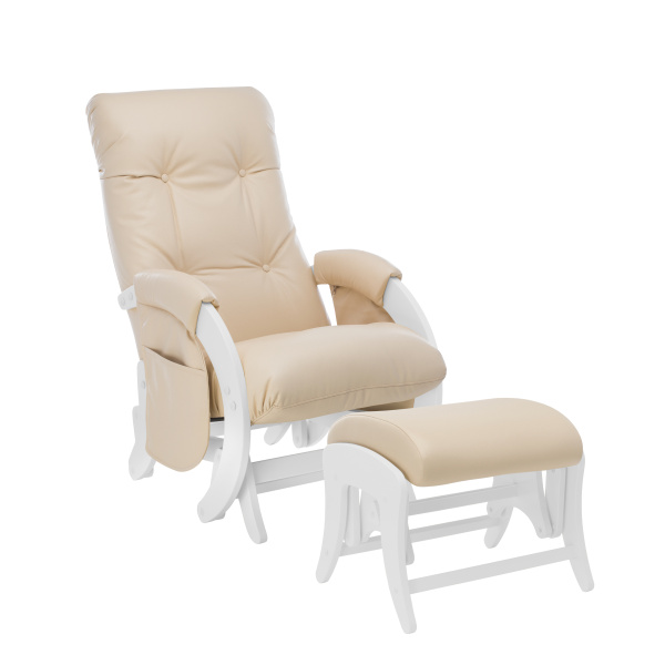 Кресло для кормления комплект Milli Smile (кресло+пуф) (Молочный дуб/экокожа Polaris Beige)