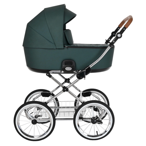 Коляска Roan Bass Next Classic 2в1 колеса d14 (RCL252/1 PacificGreen/Chrome/ручка коричневая)