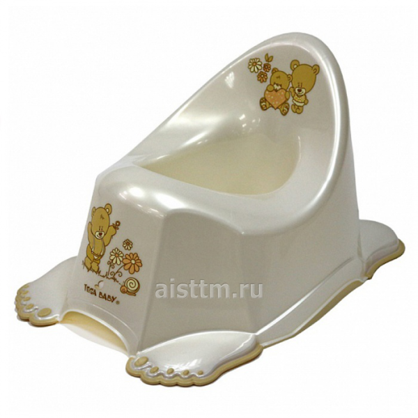Горшок антискользящий музыкальный Teddy (белый перламутр)